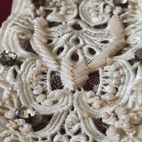 Handmade women's ties, pearl necklace tie and satin lace tie