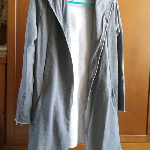 H&M gray long cardigan like new with hood
