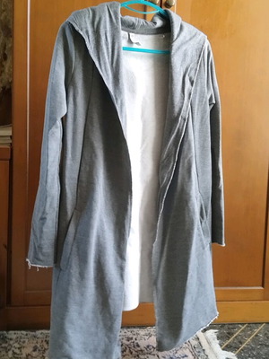 H&M gray long cardigan like new with hood