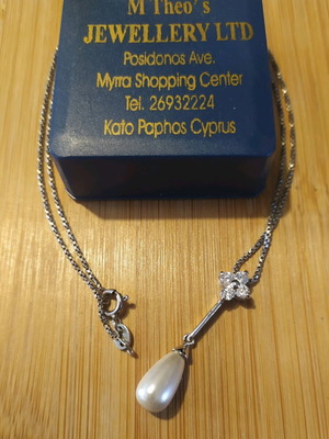 Κολιέ από ασήμι .925 με φυσικό μαργαριτάρι καινούργιο