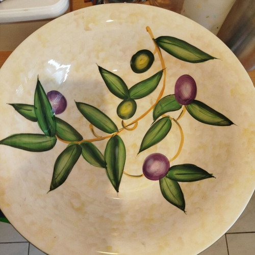 Large ceramic salad bowl used with chip