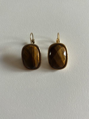 Dyrberg Kern dangling earrings with tiger’s eye stone like new