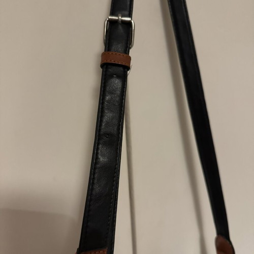 Bartuggi vintage leather shoulder bag black with brown details and gold buckle like new