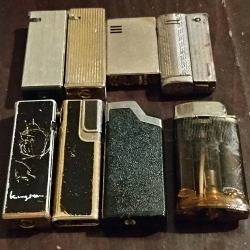 Vintage lighter collection of 8 used pieces including IMCO Triplex and Ronson