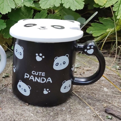 Panda Mug with Lid and Spoon new