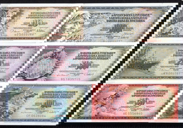 Μ008 Πρώην ΓΙΟΥΓΚΟΣΛΑΒΙΑ (Yugoslavia) 1978 serie 10-20-50d and 1981 serie 100-500-1000dinara UNC (όλη η σειρά και τα 6 μαζί)