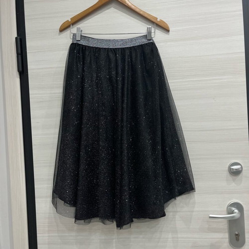 Zara black flared skirt new, evening style with tulle and sparkle, size L