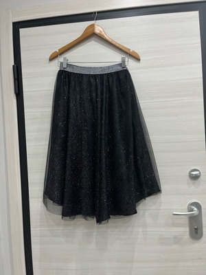 Zara black flared skirt new, evening style with tulle and sparkle, size L