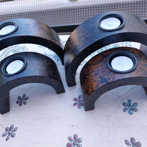 Candle holders dark brown, like new, 2 sets