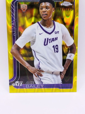 Ace Bailey 2025-26 Topps Chrome Basketball Rookie Card RayWave Yellow parallel like new