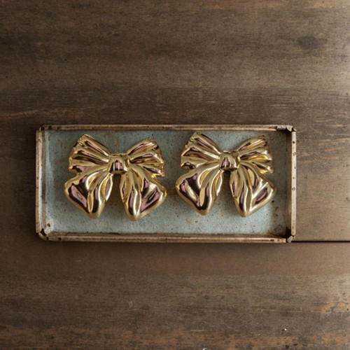 Earrings bow-shaped new, gold tone