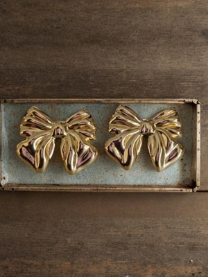 Earrings bow-shaped new, gold tone