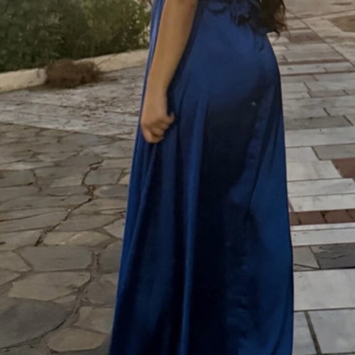 Multifunctional satin dress like new, blue