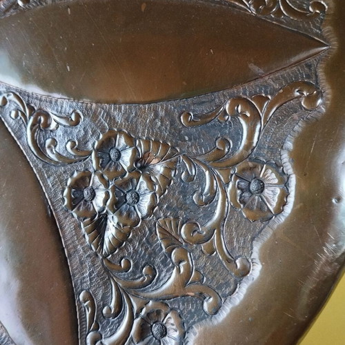 Carved decorative tray like new with hanger and copper plating