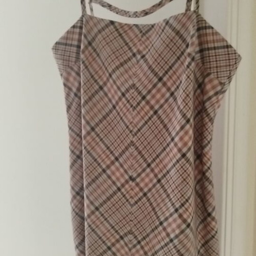Mango checkered mini dress, size L, beige and brown