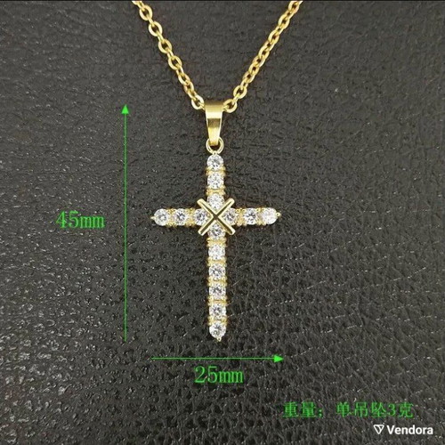 Stainless steel women's cross with zircons and 60 cm chain new
