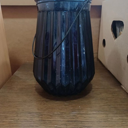 Glass decorative vase with handle, height 22 cm, CodeR17