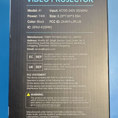 Toptro A1 Smart Projector 4K WiFi 6 New with Netflix