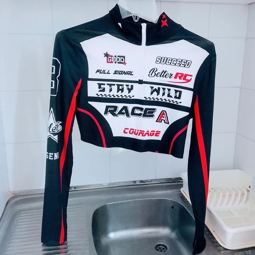 Shein Racing crop top, size M, black and white
