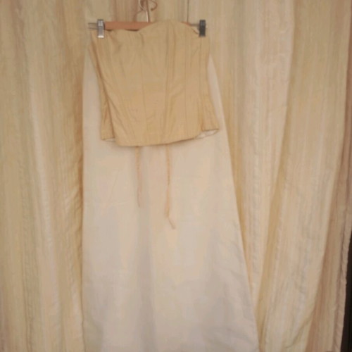 Formal set with corset and maxi skirt used, white and beige