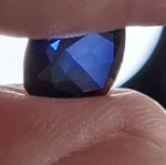 Artificial sapphire like new, dark blue, approx. 1cm x 1cm