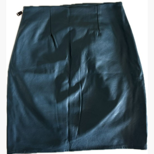 Leather mini skirt S/36 like new, blue or brown with zipper
