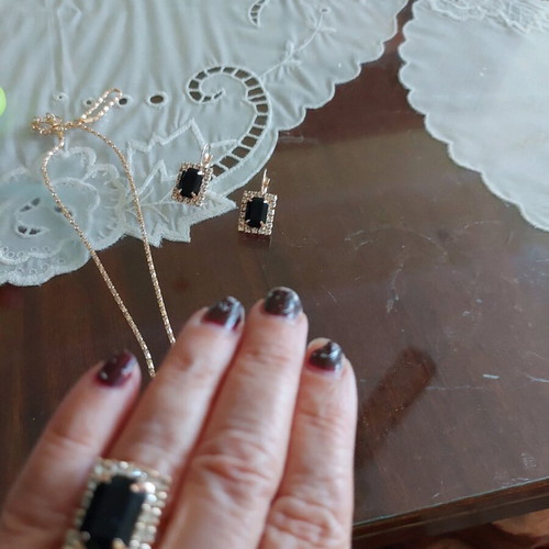 Jewelry set new black with crystal elements