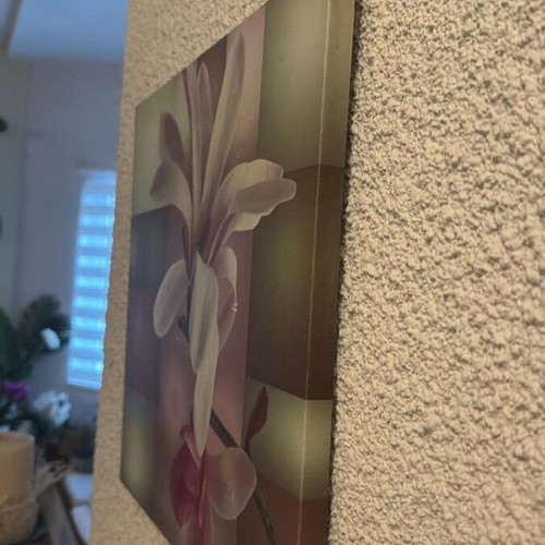 Καδράκι flower print σαν καινούργιο, άνθη μανόλιας σε γεωμετρικό φόντο