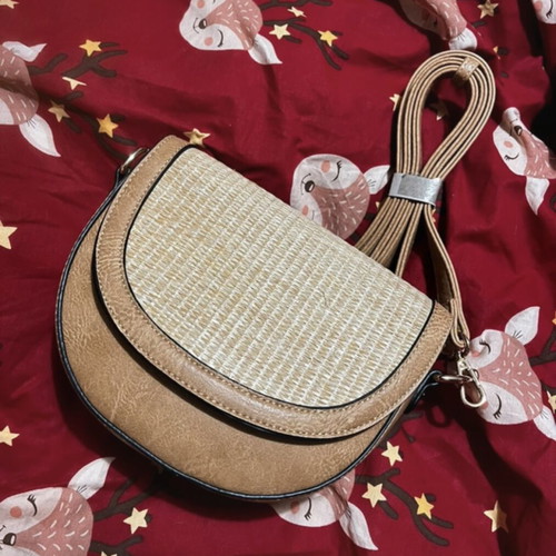 Crossbody bag new, boho style, beige and brown
