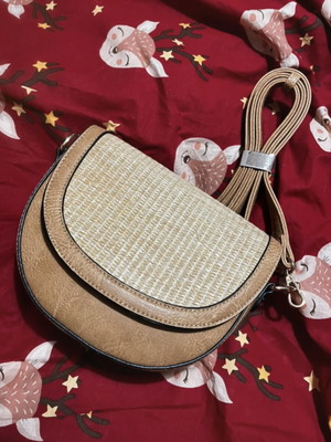 Crossbody bag new, boho style, beige and brown