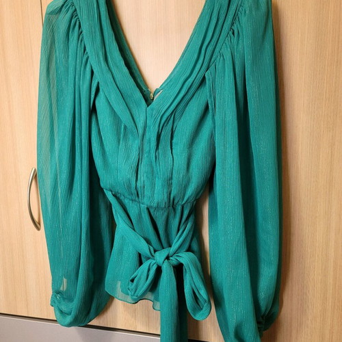 Petrol BSB blouse like new with gold thread and waist belt size M