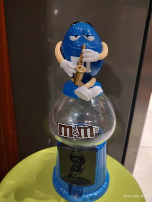 M&M's Candy Dispenser with Blue Saxophone Figure