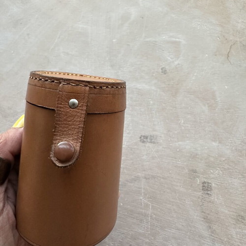 Vintage leather poker dice case with 5 dice retro travel set