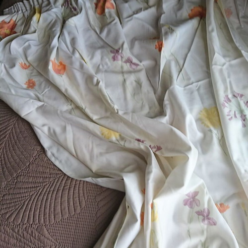 Curtains floral pattern set like new with two opaque and one transparent