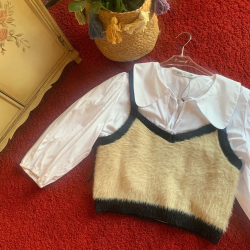 Lynne top beige fuzzy new, size L 40 12