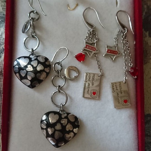 Morgan silver earrings like new with romantic pendants