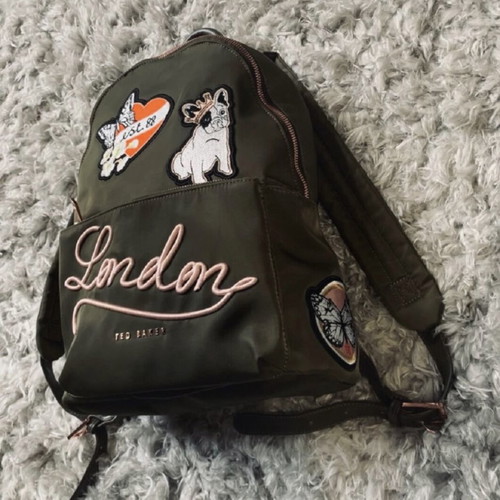 Ted Baker Slogan Appliqué Nylon Backpack like new, multicolor