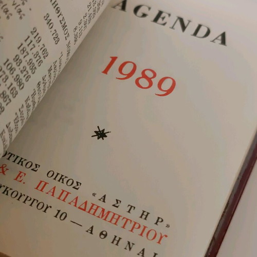 Diary 1989 used with leatherette cover