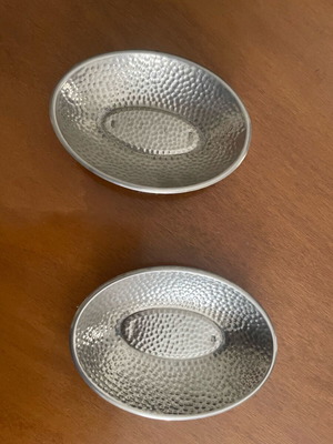 Collectible silver-plated hammered Lambidis utensils like new, set of 2