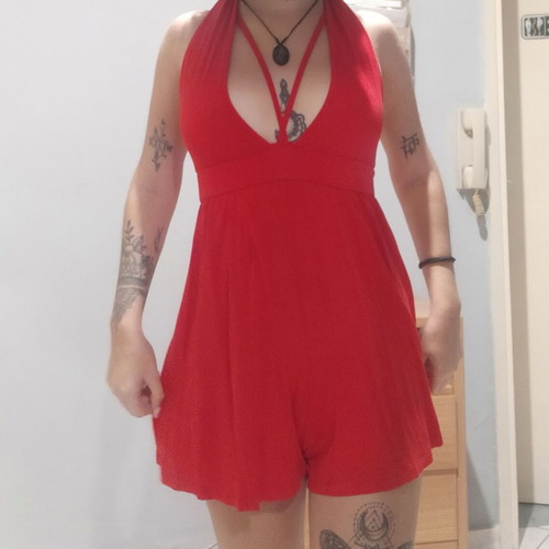 Red one-piece sexy with open bust like new