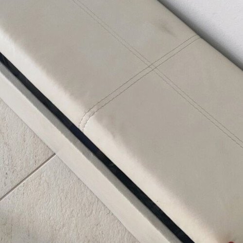 Storage Ottoman Stool used, beige leatherette