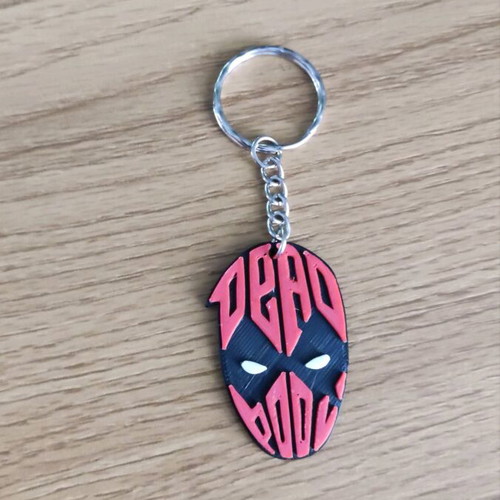 Deadpool keychain new, red, 3d printed