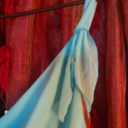 Danoff turquoise camisole with ruffles like new, made in Greece