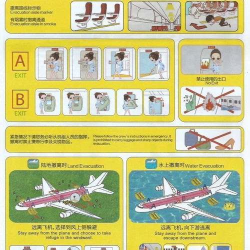 Tianjin Airlines China A320 Safety Card new