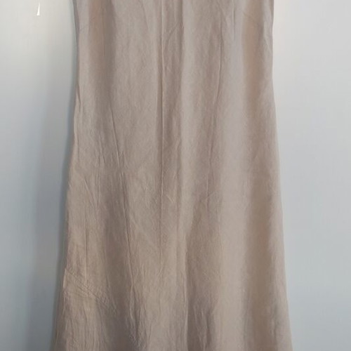 Linen dress long with asymmetric hem like new, beige, size S