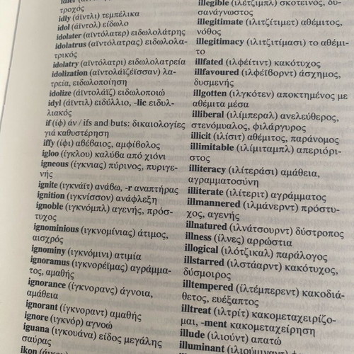 English-Greek and Greek-English dictionary used