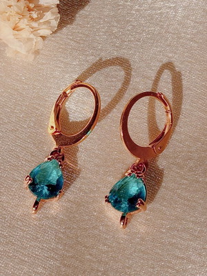 Huggies earrings new, turquoise brass charms