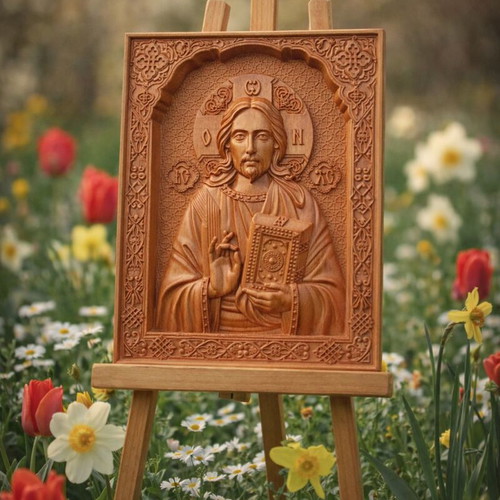 Icon of St. Mary original wood carving new