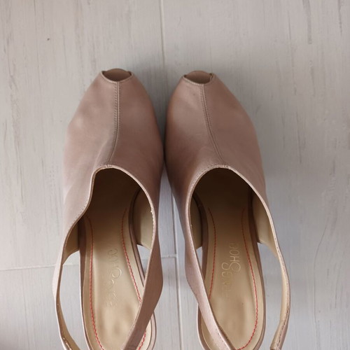 Feng Shoe shoes used, leather peep toe gray-khaki, size 39