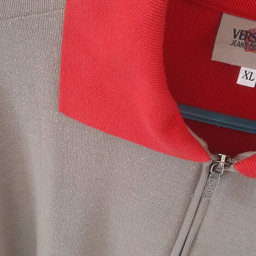 Ζακέτα Versace μεταχειρισμένη, vintage, γκρι και κόκκινη, μέγεθος XL